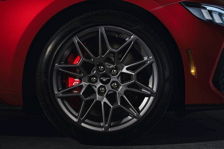 2024 Ford Mustang® model with a close-up of a wheel and brake caliper | Santee Ford in Manning SC