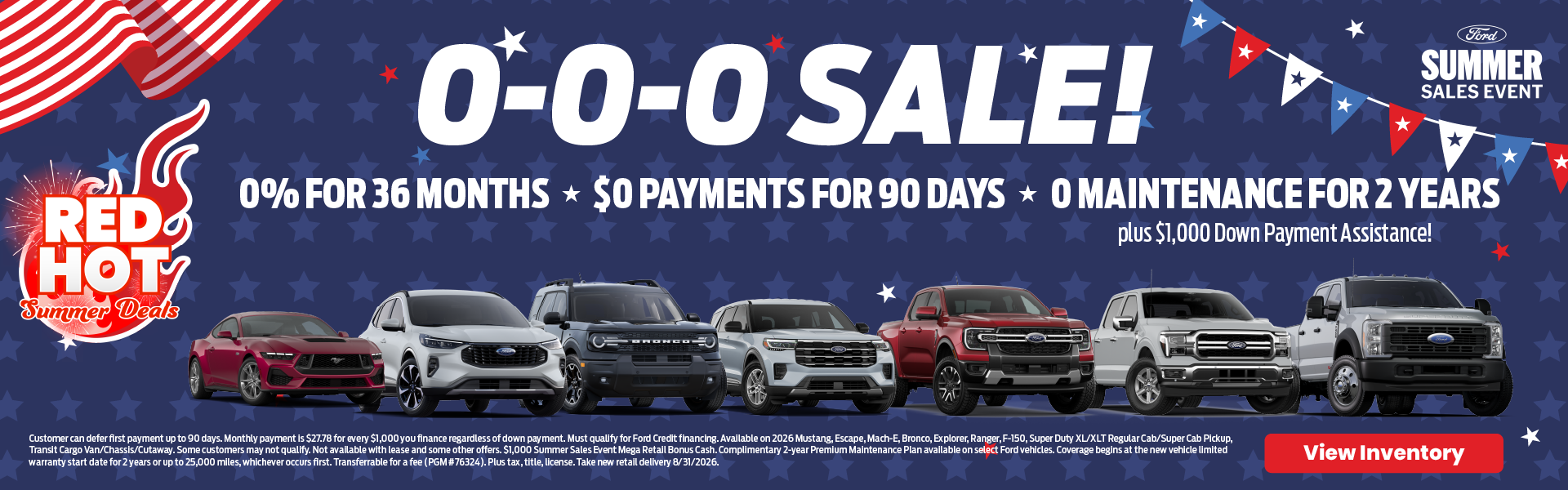 0-0-0 Sale! 0% for 36 months