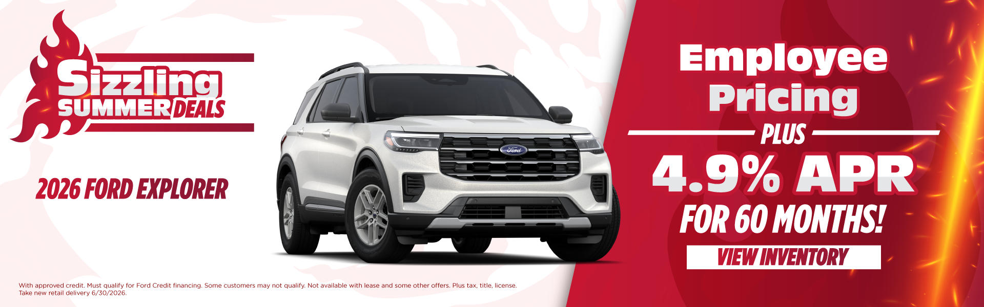 2026 Ford Explorer Employee Pricing Plus 4.9% APR for 60 mon