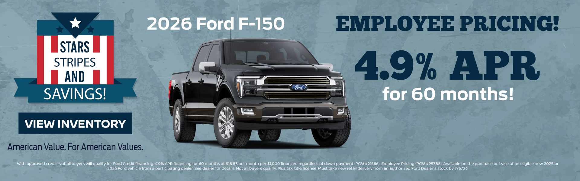 2026 Ford F-150 Employee Pricing! 4.9% APR for 60 months!